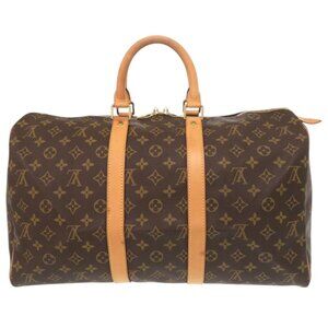LOUIS VUITTON Brown Monogram Keepall 45 Boston Bag